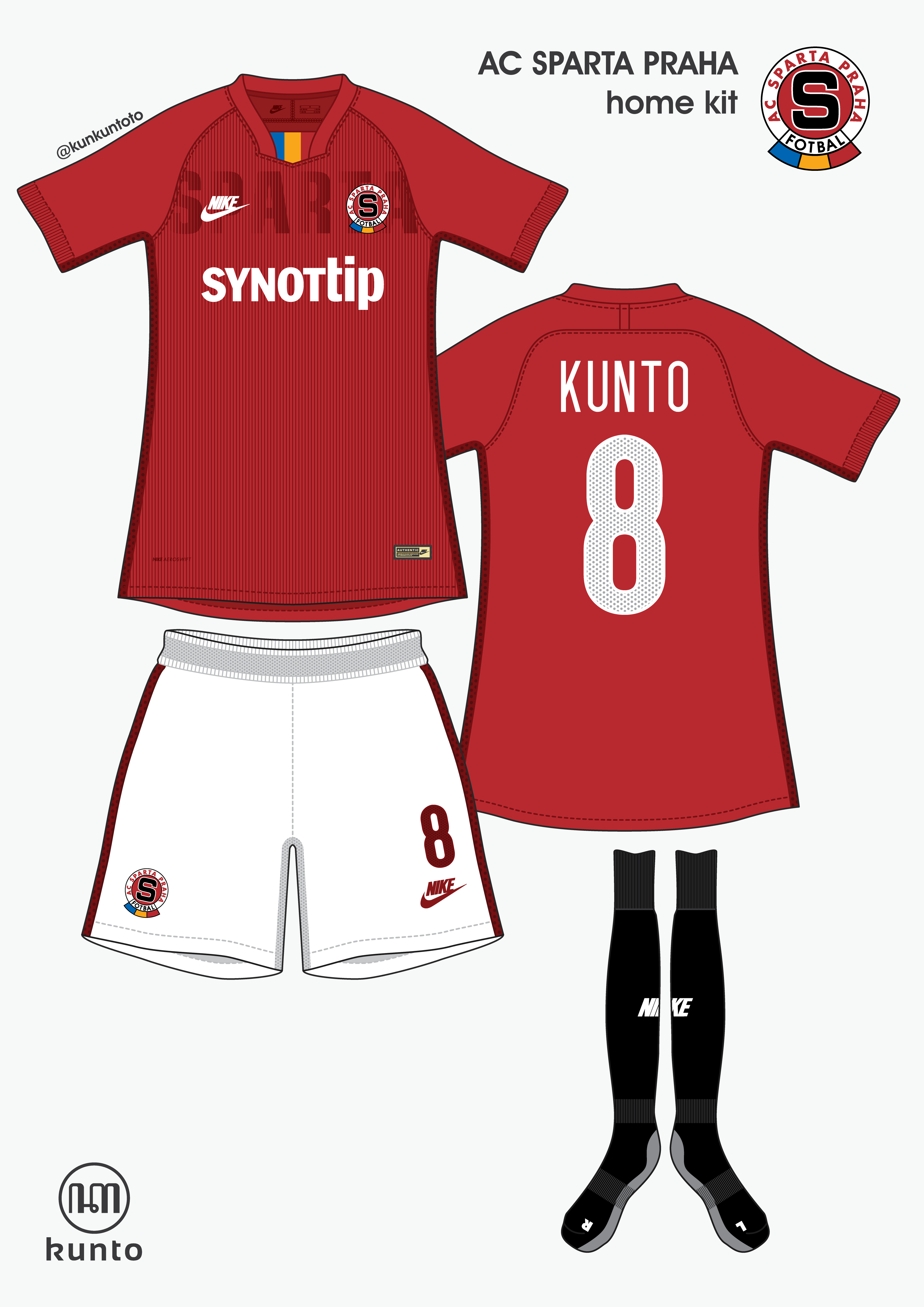 AC Sparta Praha home kit by @kunkuntoto