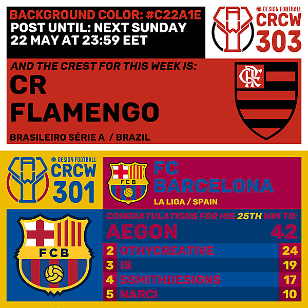 CRCW 301 - RESULTS PHASE - FC BARCELONA  /  CRCW 303 - ENTRY PHASE - CR FLAMENGO