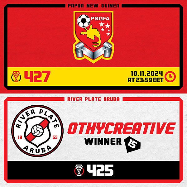 CRCW 427 - ENTRY PHASE - PAPUA NEW GUINEA / CRCW 425 - RESULTS PHASE - RIVER PLATE ARUBA