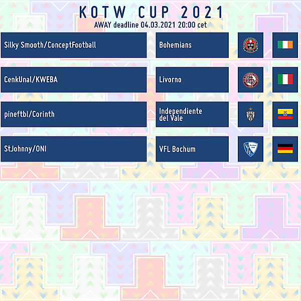 1/4 finals fixtures Away