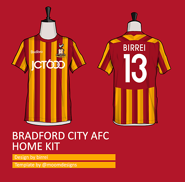 Bradford City AFC home kit *STRIPES II TEAMWEAR*