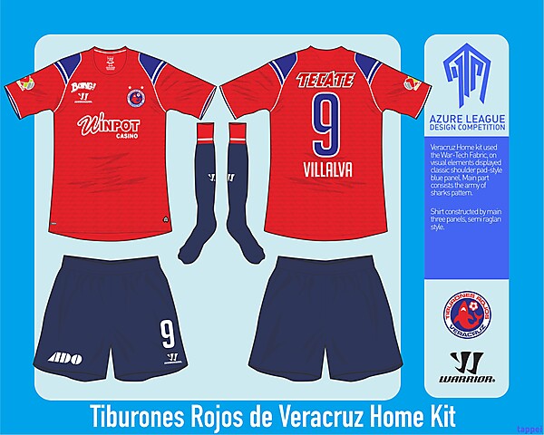 Tiburones Rojos de Veracruz Home Kit - Azure League Matchday 1