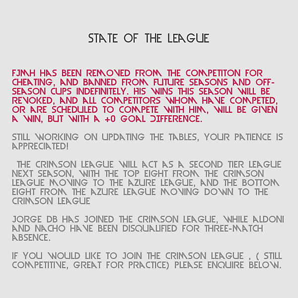 [IMPORTANT] State of the League Bulletin