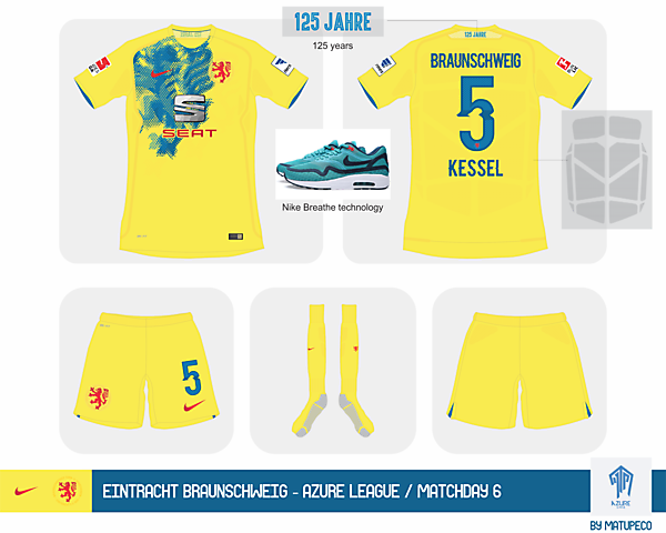 Eintracht Braunschweig Nike Home kit 2015 - Azure League / Matchday 6