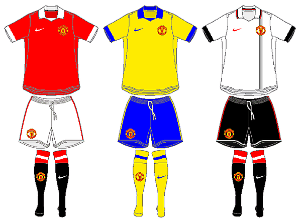 Manchester United Nike Home, Away and Third