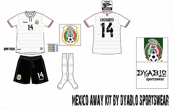 Mexico Away Kit by DYABLO Sportswear.