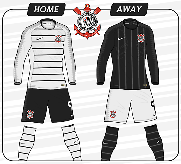 Corinthians 2018/19 Fantasy Home and Away Kits (based on Nike's newest template)