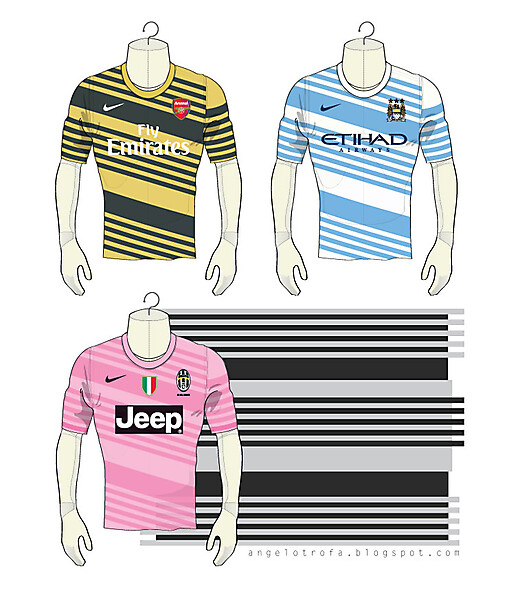 Arsenal - Man City - Juventus Nike 2014 Away shirts