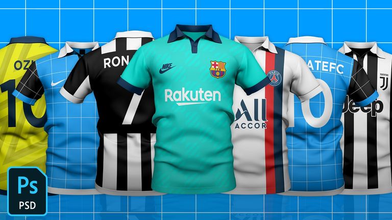 Collared Top Football/Soccer Jersey Template Mock-Up