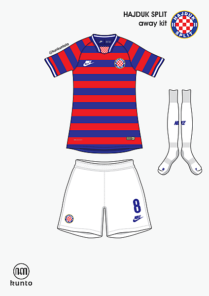 Hajduk Split away kit by @kunkuntoto