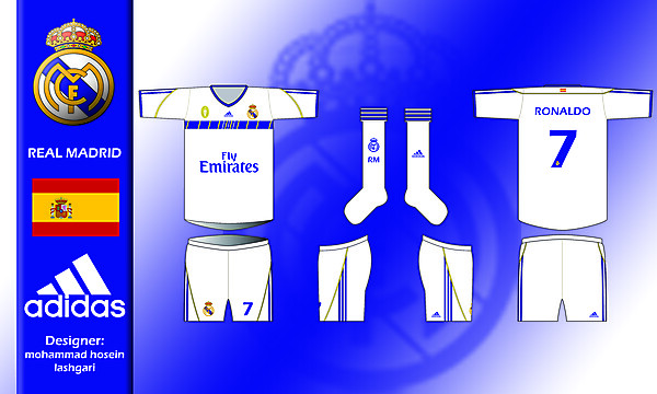REAL MADRID- Home Kit By Adidas