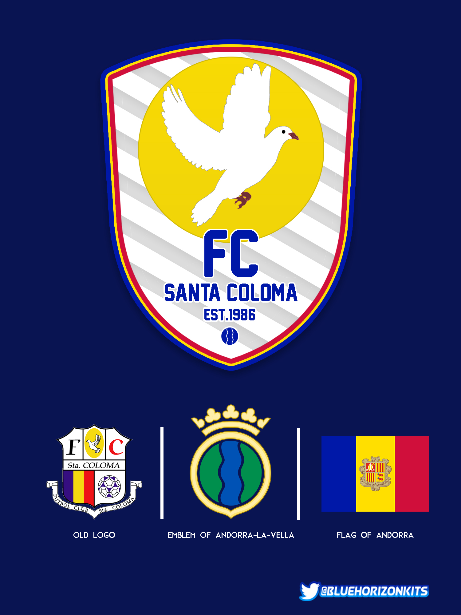 Fanion FC Santa Coloma – Andorre, Football, 37 X 24 Cm