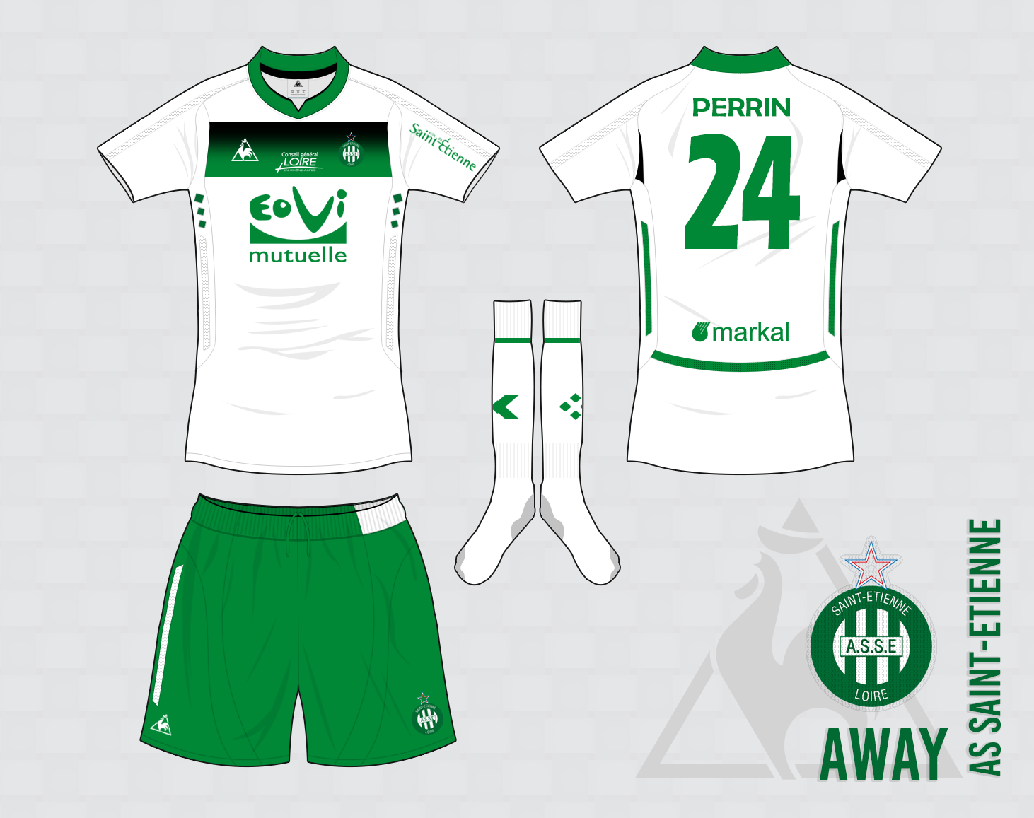 Maillot Extérieur AS Saint-Etienne 2015-2016 - Le Coq Sportif - Taille M - Blanc