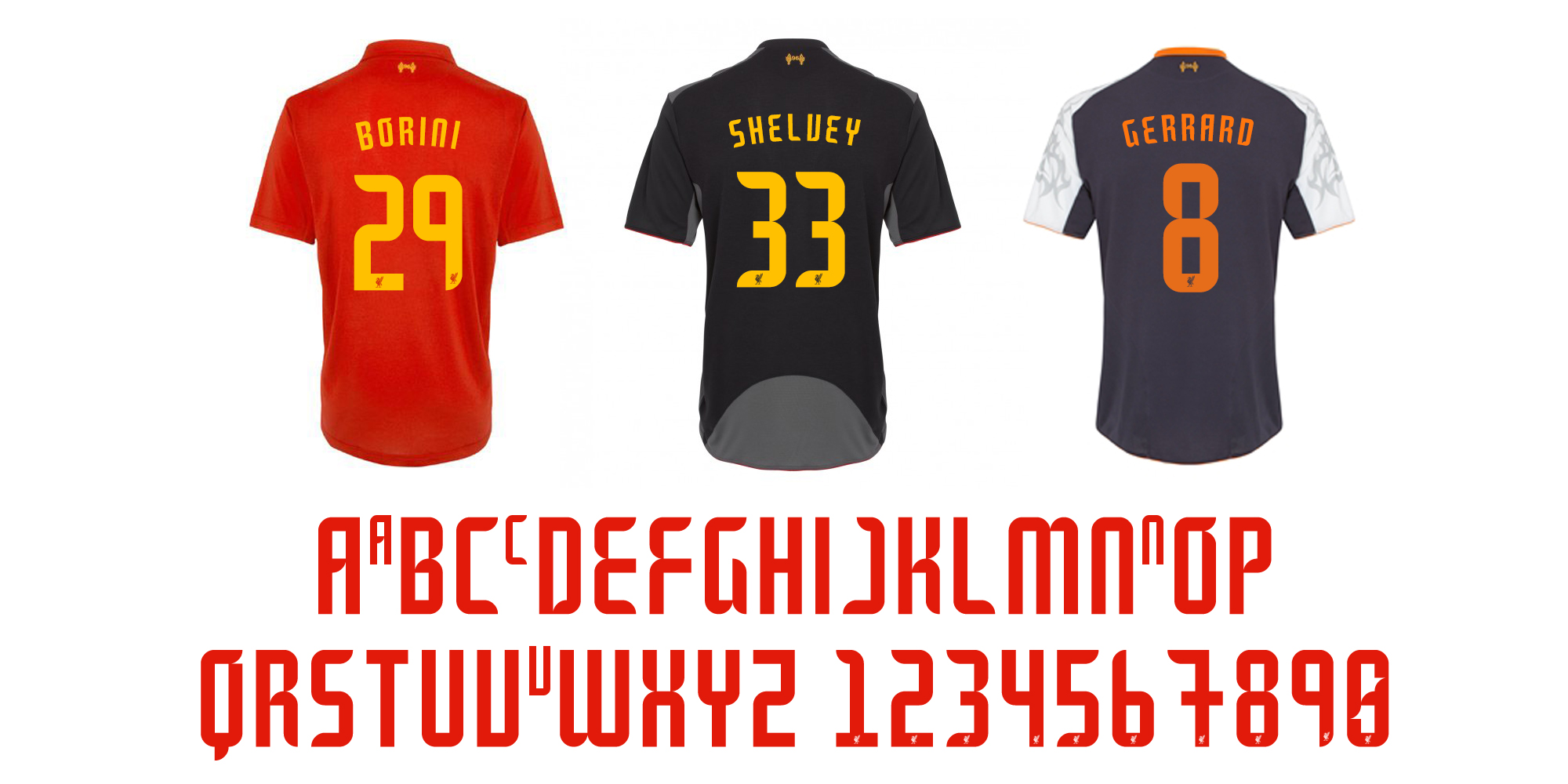 Liverpool top shirt font