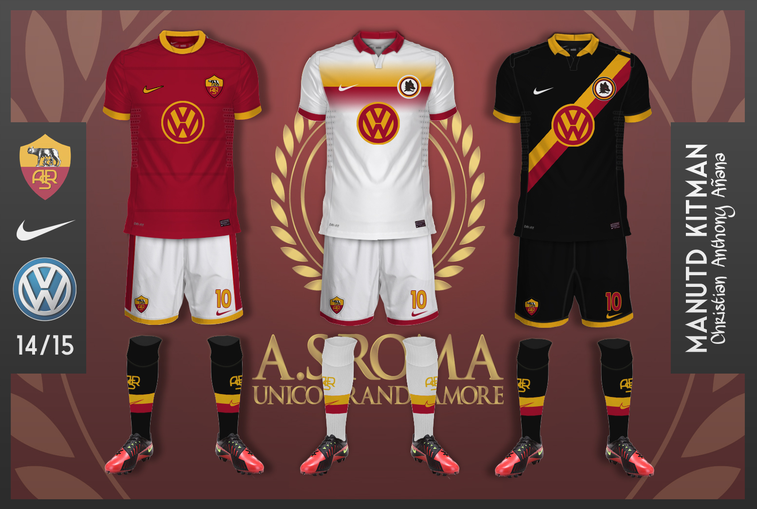 As Roma First Kit AS Roma Kits - Volkswagen and Nike