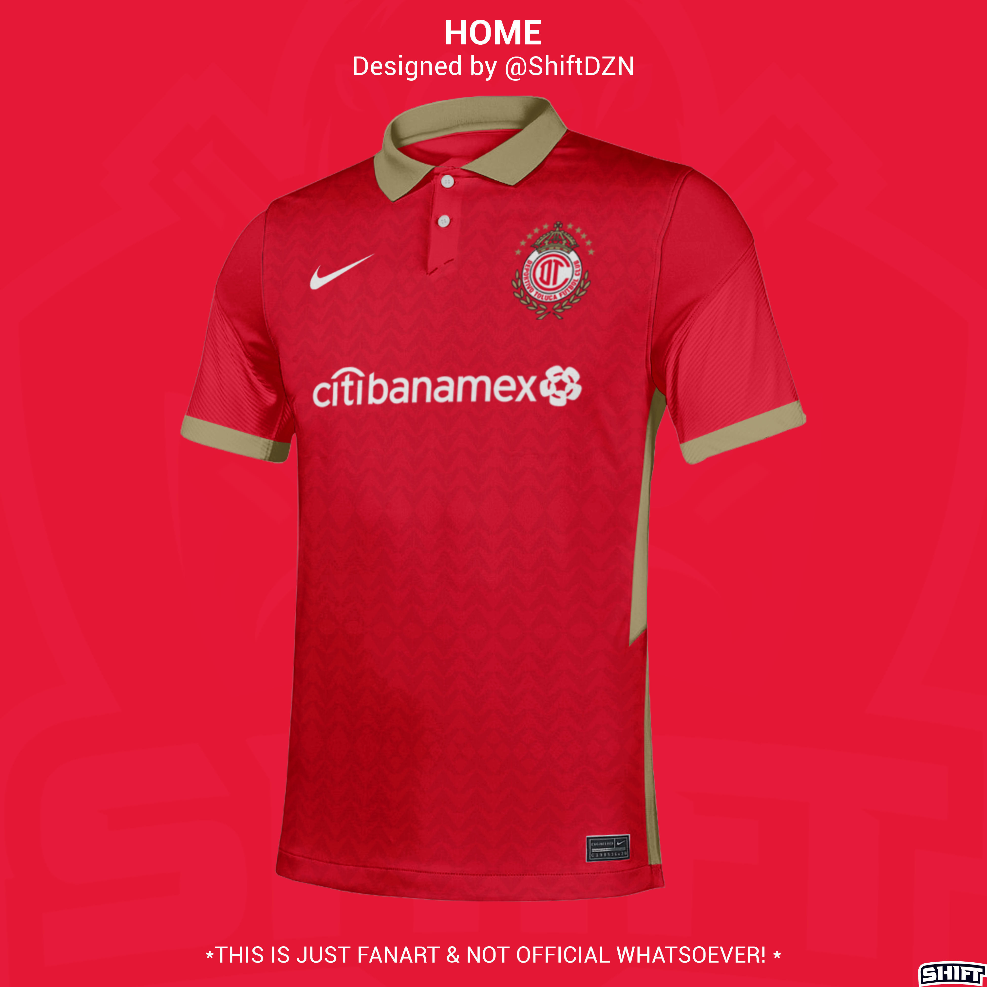 Deportivo Toluca X Nike Home Jersey Concept