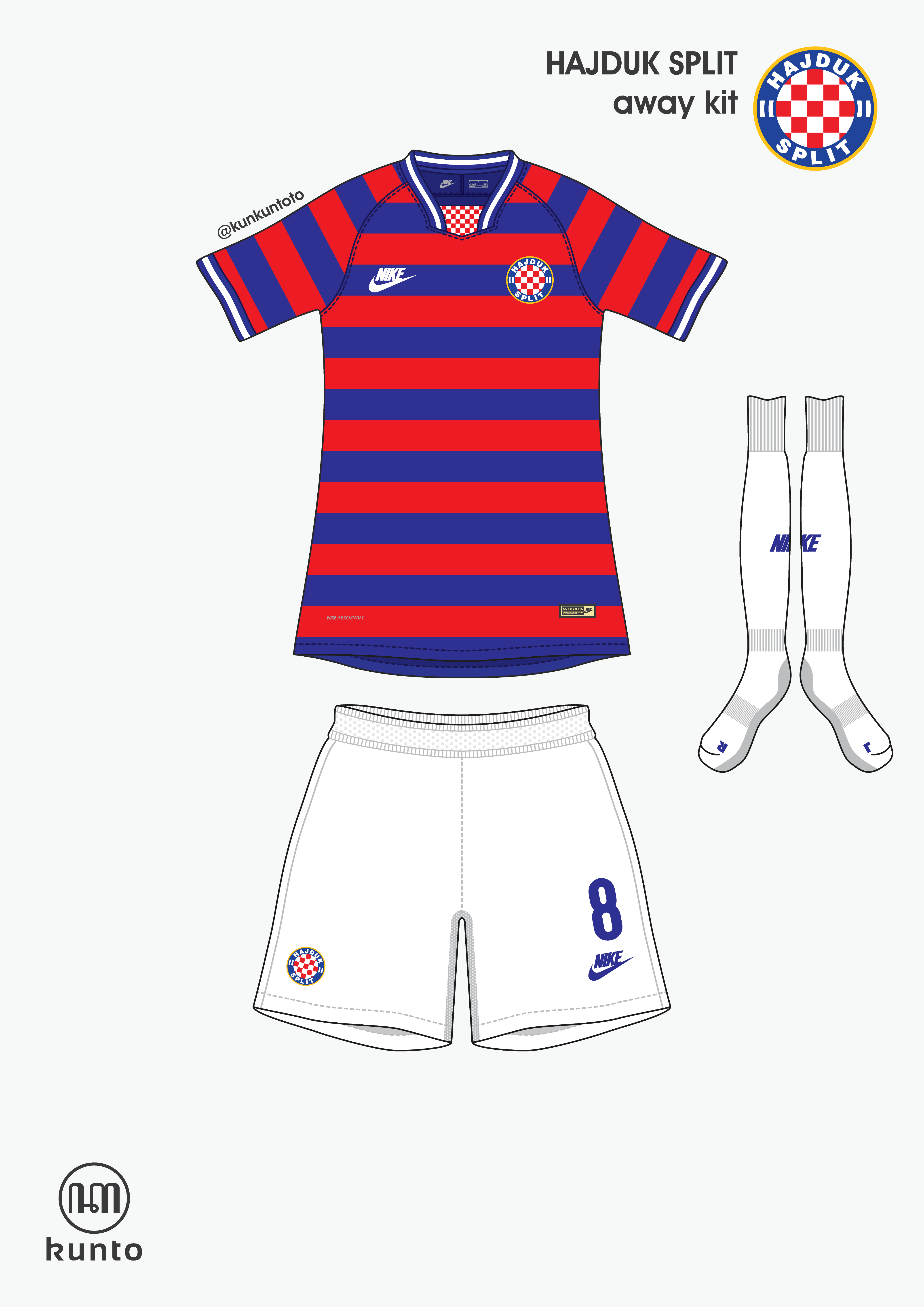 Hajduk Split away kit by @kunkuntoto