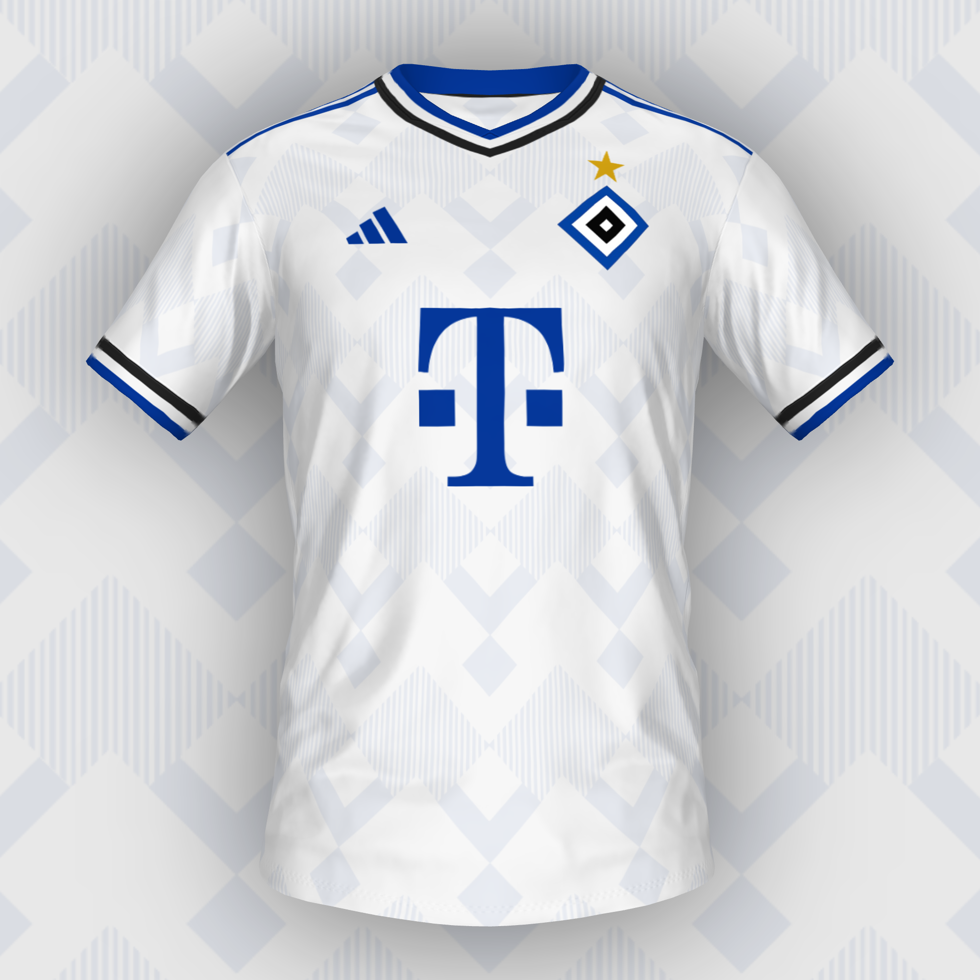 HSV Fußball Größe 5 - Blau-Weiß-Schwarz Mit Raute