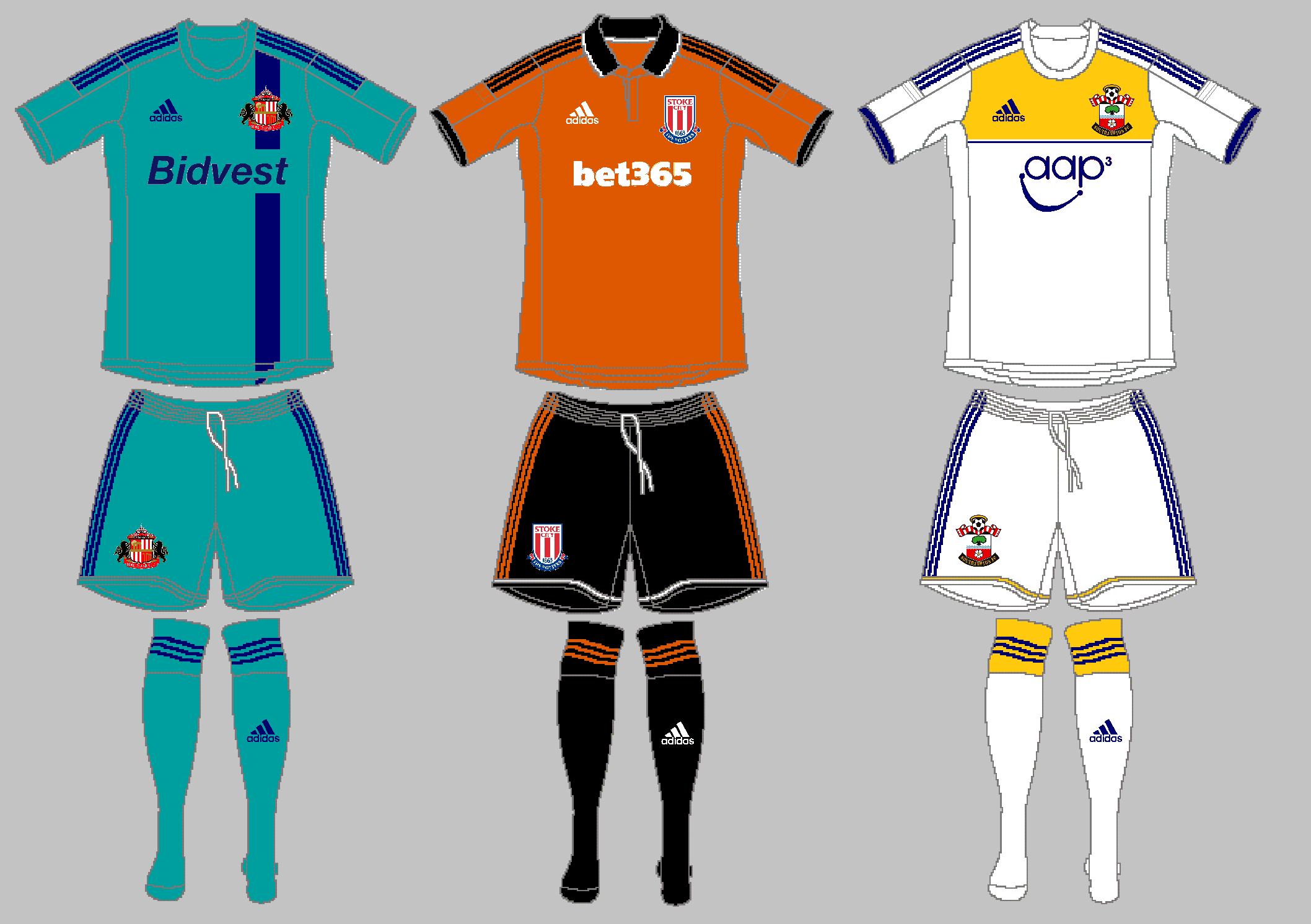 Sunderland, Stoke City & Southampton Away 