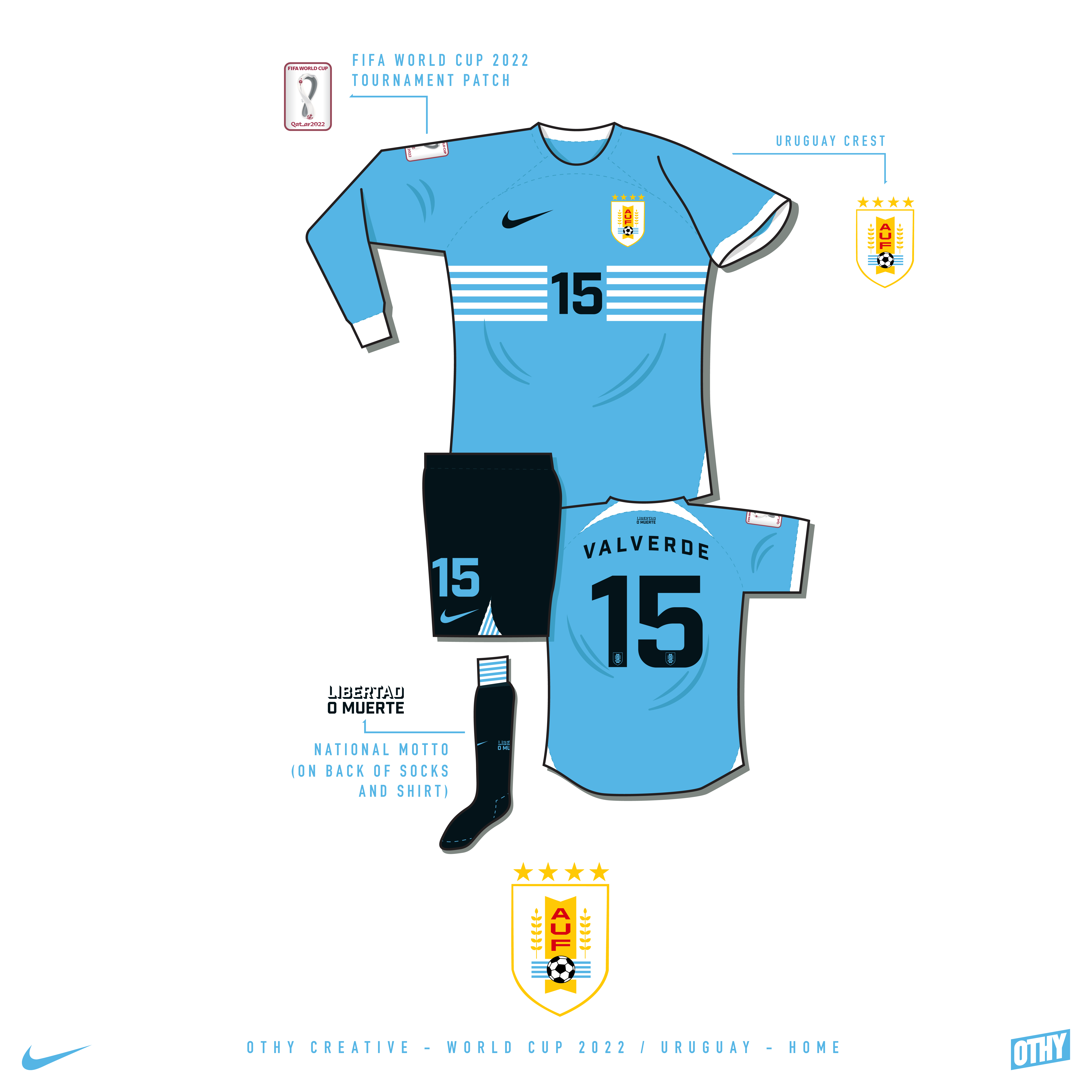Uruguay World Cup 22 Home kit