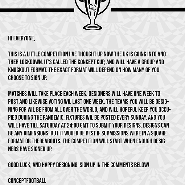 Concept Cup sign up