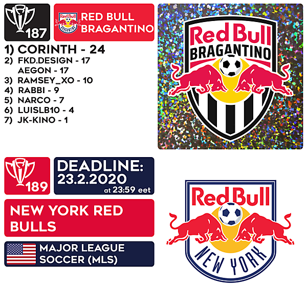 CRCW 187 RESULTS - RED BULL BRAGANTINO  |  CRCW 189 - NEW YORK RED BULLS