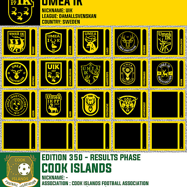 CRCW 352 - ENTRY PHASE - NJ/NY GOTHAM FC  /  CRCW 351 - VOTING PHASE - UMEÅ IK  /  CRCW 350 - RESULTS PHASE - COOK ISLANDS