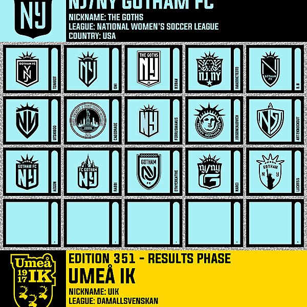 CRCW 353 - ENTRY PHASE - CANBERRA UNITED  /  CRCW 352 - VOTING PHASE - NJ/NY GOTHAM FC  /  CRCW 351 - RESULTS PHASE - UMEÅ IK