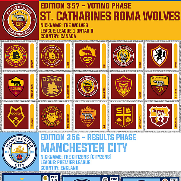 CRCW 358 - ENTRY PHASE - CHILE  /  CRCW 357 - VOTING PHASE - ST. CATHARINES ROMA WOLVES  /  CRCW 356 - RESULTS PHASE - MANCHESTER CITY