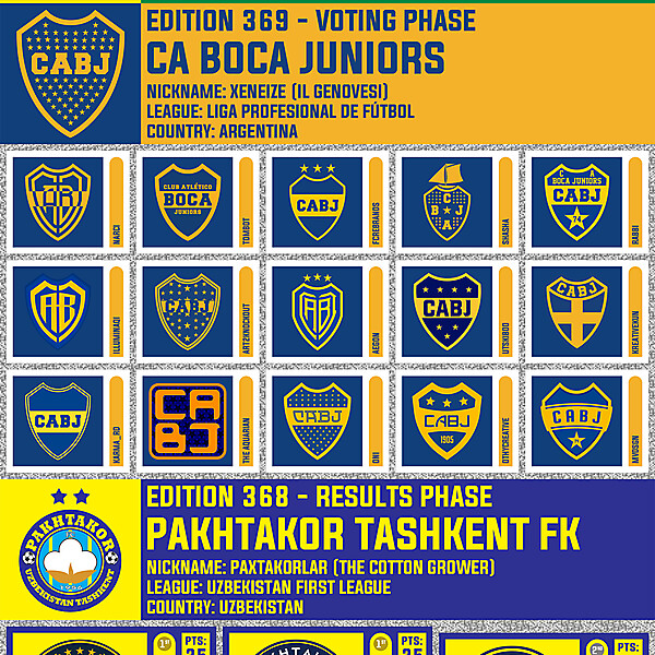 CRCW 370 - ENTRY PHASE - AEK LARNACA  /  CRCW 369 - VOTING PHASE - BOCA JUNIORS  /  CRCW 368 - RESULTS PHASE - PAKHTAKOR TASHKENT