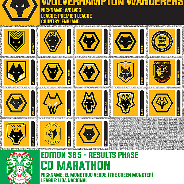 CRCW 387 - ENTRY PHASE - KUWAIT SC / CRCW 386 - VOTING PHASE - WOLVERHAMPTON WANDERERS / CRCW 385 - RESULTS PHASE - CD MARATHON