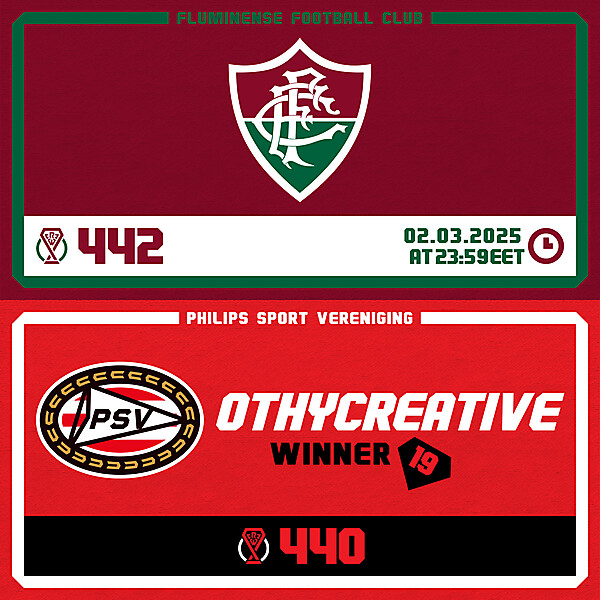CRCW 442 - ENTRY PHASE - FLUMINENSE FC / CRCW 440 - RESULTS PHASE - PSV EINDHOVEN
