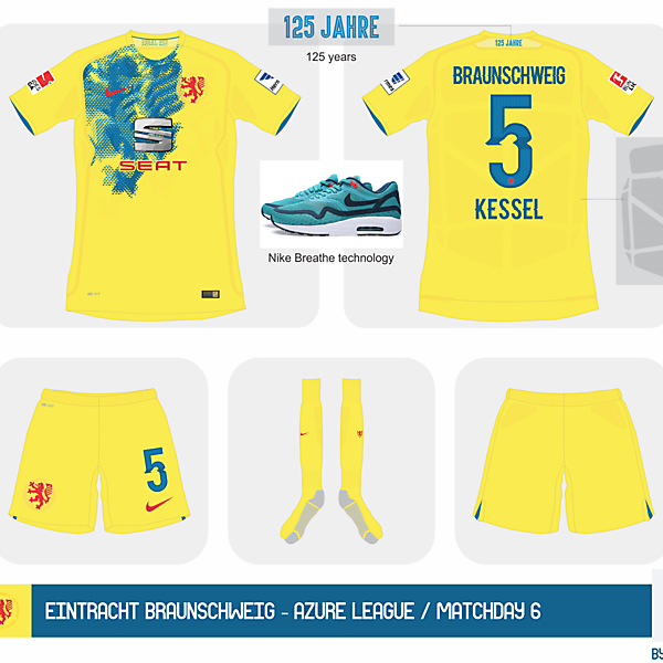 Eintracht Braunschweig Nike Home kit 2015 - Azure League / Matchday 6