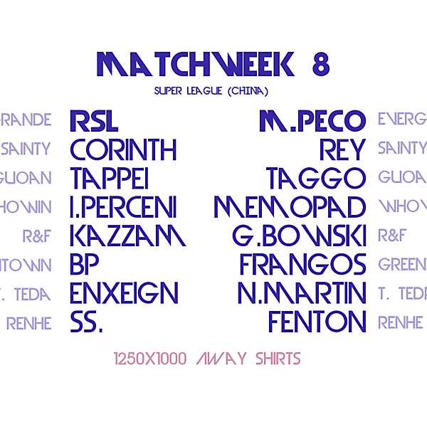 Matchday 8 Draw : Azure League (AWAY SHIRTS)