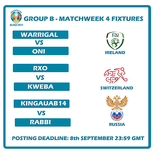 Group B Matchweek 4 Fixtures