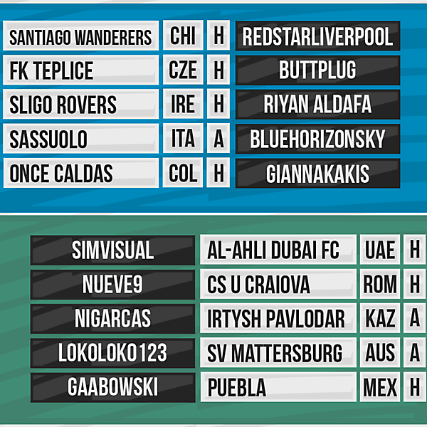 DFSL Round 2 Fixtures