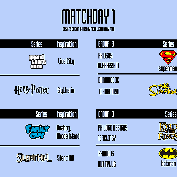 Matchday 1 Fixtures!