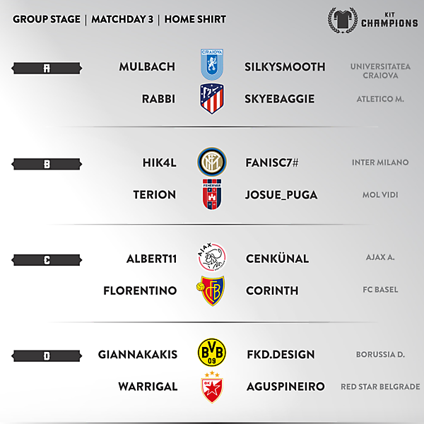 Kit Champions - matchday 3