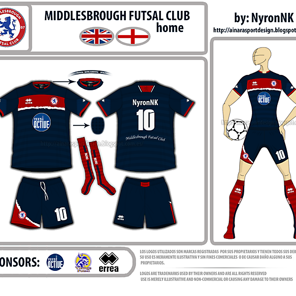 My Middlesbrough Futsal home kit 2013-2014.