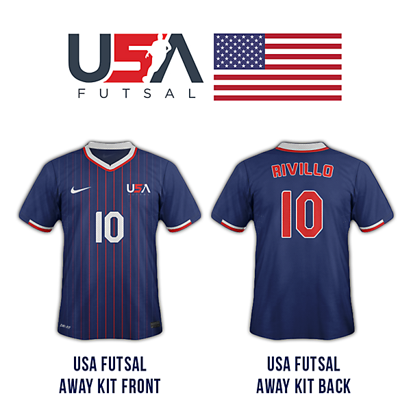 USA futsal away kit (front and back)
