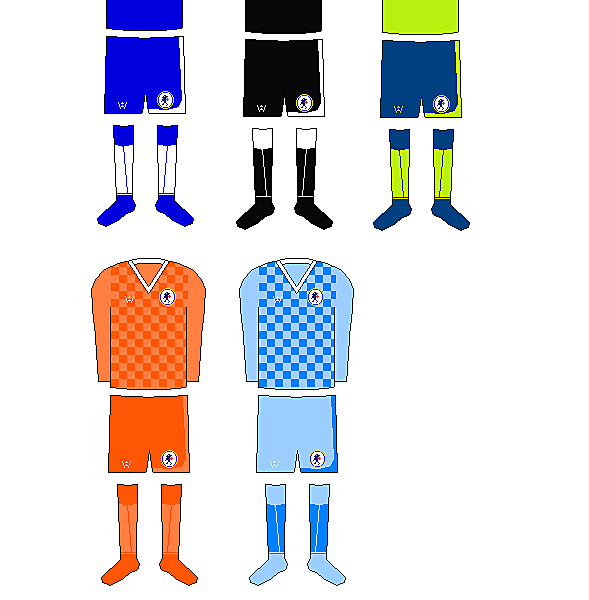 Chelsea Home, Away, 3rd and Goalkeeping kits. Own Brand