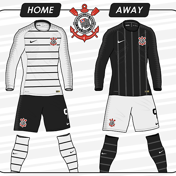 Corinthians 2018/19 Fantasy Home and Away Kits (based on Nike's newest template)