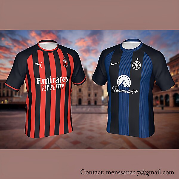 Derby della Madonnina (AC Milano, FC Internazionale) hypothetical match jerseys