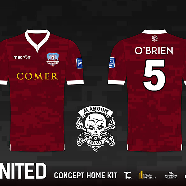 Galway United FC 'Maroon Army' Home Kit - Macron