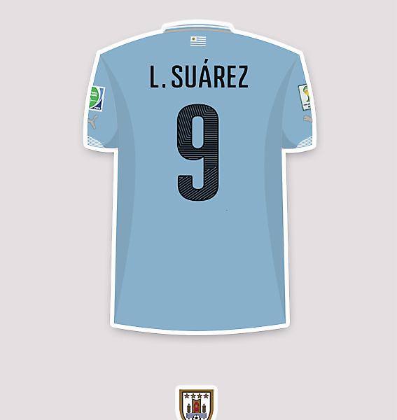 Luis Suárez (Uru) 2014 WC shirt.