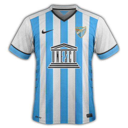 Malaga Home kit for 2014/15 with Nike