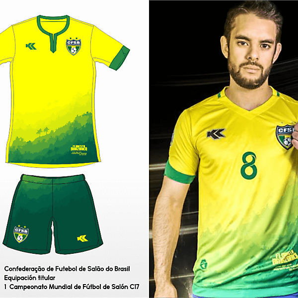 Seleçao Brasileira Futsal. C17 AMF World Cup Home kit