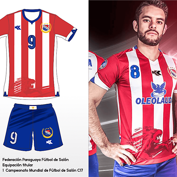 Selección Paraguaya Futsal. C17 AMF World Cup Home kit