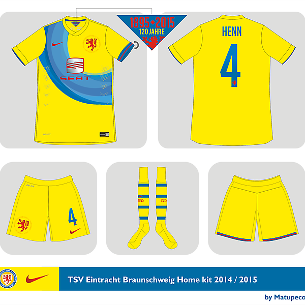 TSV Eintracht Braunschweig home kit 2014 - 2015