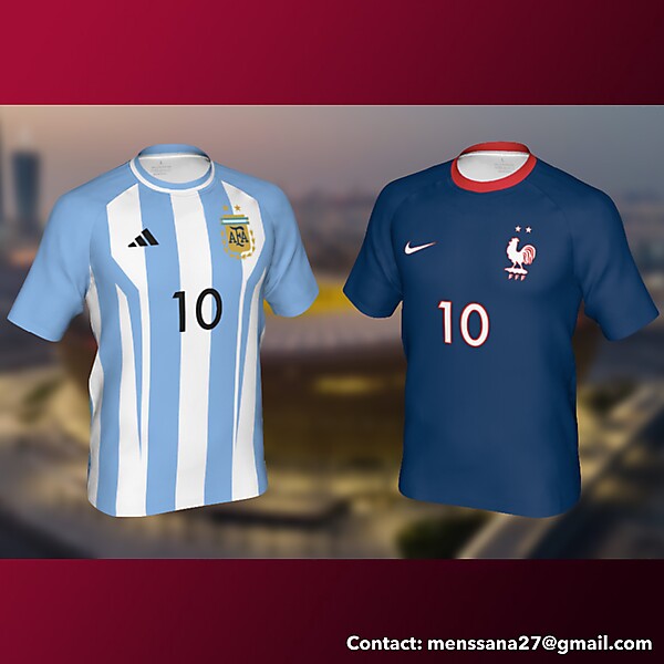 World Cup 2022 final (Argentina, France) hypothetical match jerseys